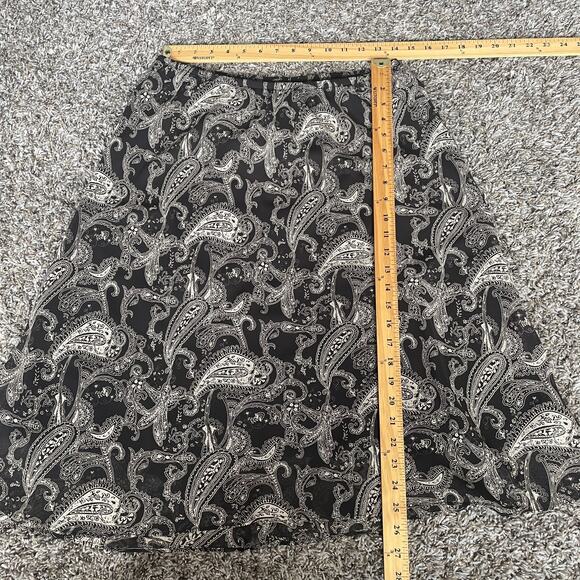 Skirt Set Size 14 Black Beige Paisley Flutter Short Sleeve A Line Y2K 2 Piece - Picture 15 of 16